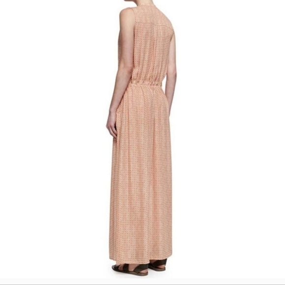 VINCE Coral Mix Printed Georgette Maxi Dress Size XS, Silk, Button/Tie Front - Picture 12 of 12
